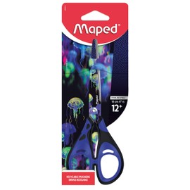 Maped - Schere 16 cm Deepsea Paradise – bequeme Ringe mit weicher Beschichtung – Klingen aus Edelstahl – Scheren für Schule ab 12 Jahren – für College und Schule