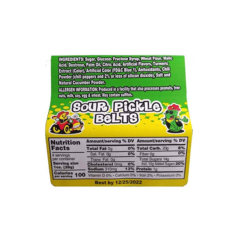 Alamo Candy Sour Pickle Belts Chilosito, 1 Count (Sour Candy)