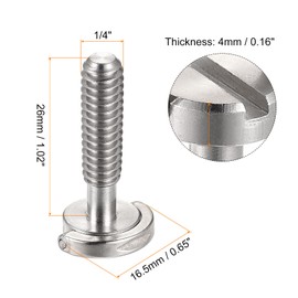 sourcing map Camera Tripod Screw 1/4 Inch Connector Mounting Screw Adapter Slotted 1.02 Inch Length for Camera Stand Microphone Holder Stainless Steel Pack of 2