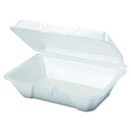 Genpak 20500 Foam Carryout Containers, 9 1/5 x 6 1/2 x 3, White, Bag of 100 (Case of 2)