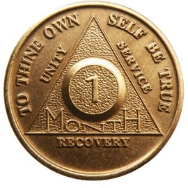 10 Pack of 1 Month AA Bronze Medallions Traditional Style 30 Day Sobriety Chip Set