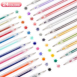HomFilix Glitter Gel Pens 24 Colors, Metallic Vibrant Sparkle Colors, Capped Glitter Gel Pens for Adults Kids, Fine Point 1.0mm for Adult Coloring Books and Drawing, Journaling, Card Making