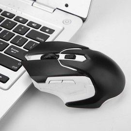 Gaming Mouse, Rechargeable Slim Silent Mouse, 2.4G Computer Mouse with USB Receiver, 1200DPI, Optical Mouse for PC, Laptop, Computer and Desktop, Battery Time (Black)