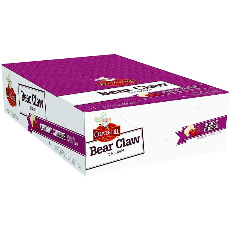 Cloverhill Cherry Cheese Bear Claws | Individually Packaged | 12