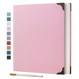 Vienrose Photo Album Self Adhesive 40 Pages Hardcover with DIY Scrapbooking Kit 3 Rings Paper Scrapbook for Lover Friends Kids Wedding Pink