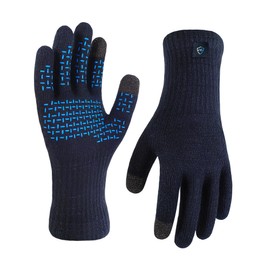 DexShell Waterproof Knit Gloves Merino Wool Inners Spring & Autumn for Men and Women Touchscreen ThermFit 3.0, Heather Blue Palm Dots, Unisex Large