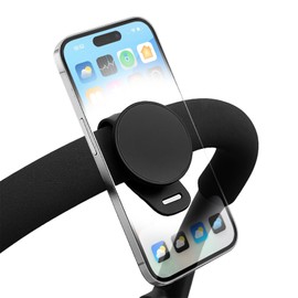 Stroller Phone Holder Universal Phone Holder for Stroller Strong Magnetic Phone Holder with Adjustable Strap, Stable and Safe, Compatible with Fitness Equipment, Strollers, Shopping carts, Black