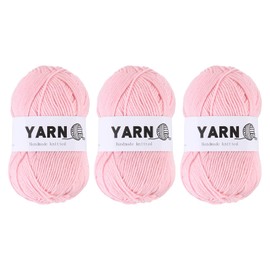 Rebower 3Pcs Pink Acrylic Yarn 400 Yard 4 Ply Soft Crochet Yarns Sport Weight Yarn,[for DIY Crocheting Knitting Craft Blankets Hats]-150g