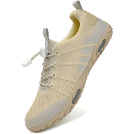 WateLves - Zapatos de agua descalzos para mujeres y hombres, zapatos de natación atléticos de secado rápido, calcetines de agua de malla transpirable para caminar, 359/Beige, 9.5 Women/8 Men