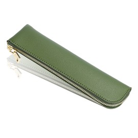 Sluxa Pencil case, Green PU leather pen case,Small pencil bag,Pen organizer for adults.…