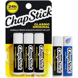 ChapStick- Bálsamo labial original, paquete de 4  1 humectante bálsamo labial 2 en 1 con FPS 15, 0,15 oz cada uno (5 piezas S                         