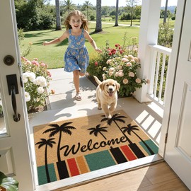 Front Door Mat Outside Entrance 24x36 Welcome Doormat Coconut Tree