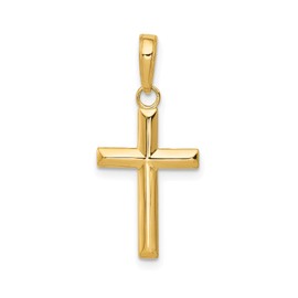 10k Yellow Gold Small Cross Pendant Necklace for Men and Women – Minimalist Religious Jewelry with Subtle Charm – High Polished Faith Symbol for Daily Wear and Spiritual Expression