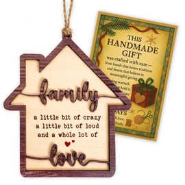 Family Ornament, Family Christmas Ornament, Christmas Ornaments 2025 – Wooden House-Shaped Holiday Keepsake, Funny Family Quote Gift, A Whole Lot of Love Tree Decoration, Home Themed Ornament