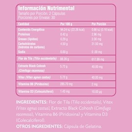 PinkV Suplemento de Vitex, Black Cohosh, Tila, Vitamina B6 y Vitamina D3 - Cápsulas para Complementar la Dieta Diaria