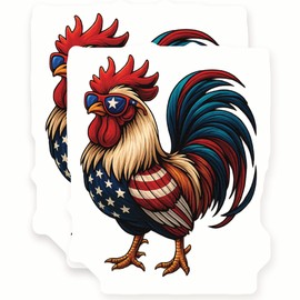 Rooster Magnets - American Flag - Patriotic Chicken - Funny Animal Magnets - 2 Pack - - 5" Wide Design - Sticks to Fridges, Lockers, Toolboxes & More - Made in USA - AQM2430