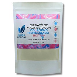 Colageno Hidolizado + Citrato de Magnesio + Biotina Bolsa con 1 Kg calidad premium.