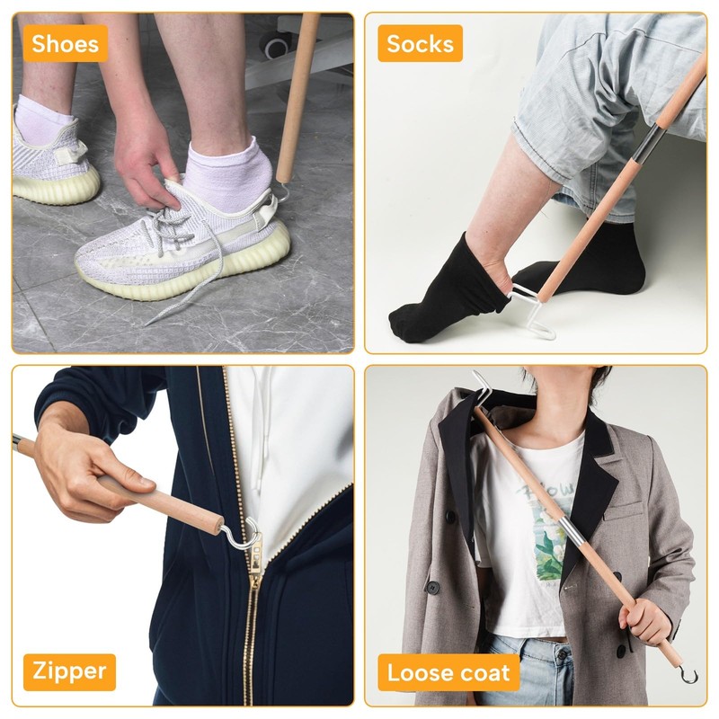 27.2"Dressing Stick,Long Handle Dressing Aid Stick for Elderly and Hip