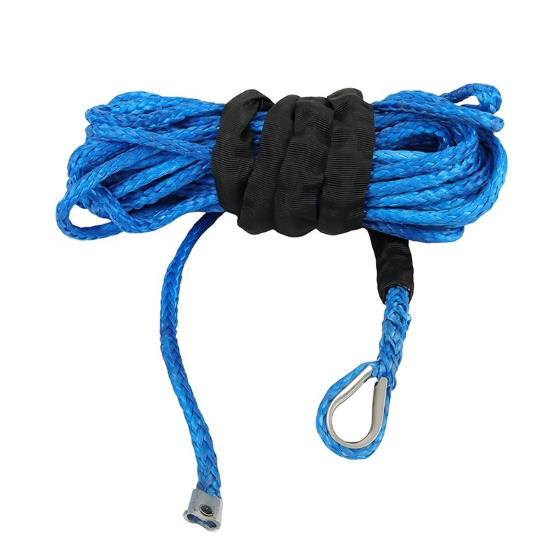 TINVHY 5/16In x 50Ft 12000Lbs Blue Synthetic Winch Rope Winch