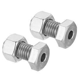 PATIKIL M12x25mm Hollow External Hexagon Screw, 2 Set Cylindrical Lamp Threading Socket Screws Through Hole Bolt with Nut 304 Stainless Steel