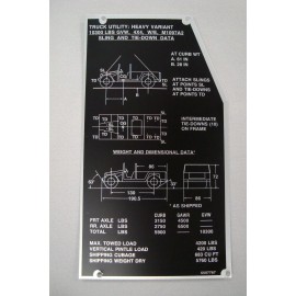 AM General DECAL M1097A2 HMMWV WEIGHT DIMENSIONS SLING AND TIE-DOWN DATA 6007767