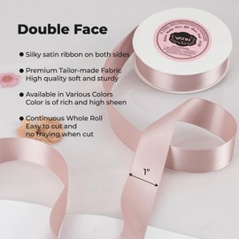 VATIN 25mm Double Faced Polyester Satin Ribbon Pink Sand - 23 Metre/Spool, Perfect for Wedding, Wreath, Baby Shower,Packing and Other Projects.