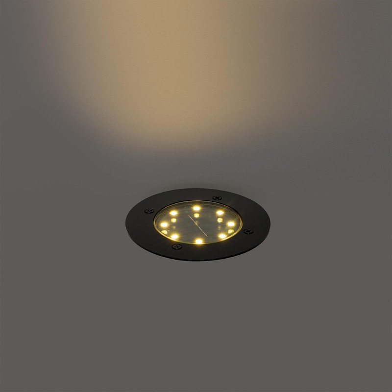 Qazqa - Modern Floor Spotlight Black Including LED IP65 Solar