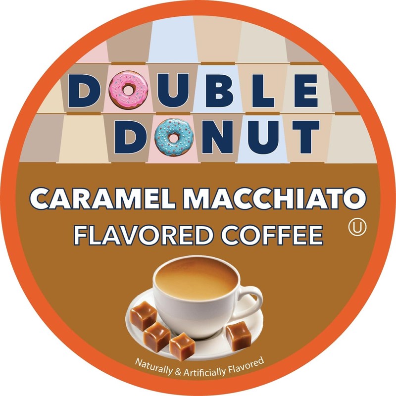 Double Donut Coffee Caramel Macchiato Flavored Coffee Pods, Medium Roast
