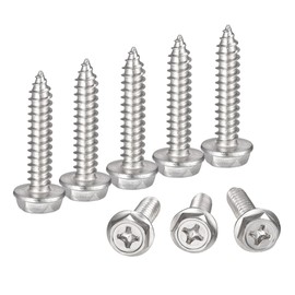sourcing map Phillips Hex Washer Self Tapping Screws, M6 x 30mm 304 Stainless Steel Hex Flange Sheet Metal Screw 25pcs