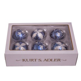 80MM Navy Blue Glass Ball Ornaments, 6-Piece Set