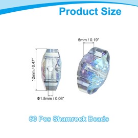 PATIKIL Glass Beads, 60 Pcs Shamrock Beads Transparent Crystal Glass Charms Clear Jewelry Making Supplies for Bracelets DIY Crafts, Purple