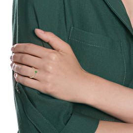 10K Yellow Gold Oval Emerald Twist Band Solitaire Stacking Ring, Size 10