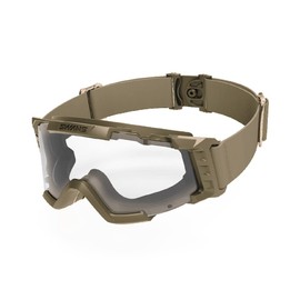 Swans LayLax Anti-Fog Tactical Goggles, Tan Frame & Clear Lenses, ANSI Z87+ Compatible, Made in Japan, Bulletproof