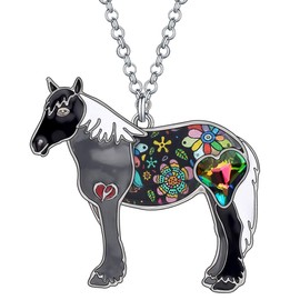 DUOWEI Cute Enamel Horse Necklace Pendant Charms Horse Gifts for Women Girls Horse Lovers, enamel