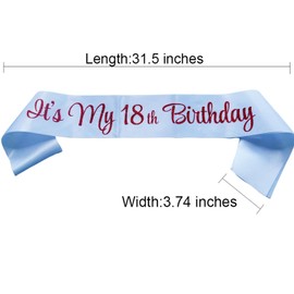 NAUXIUDSJS It's My 18th Birthday Sash, Birthday Sash for Women, Birthday Princess 18th Birthday Gifts Decorations for Happy 18th Birthday Party Favor Supplies,White Red