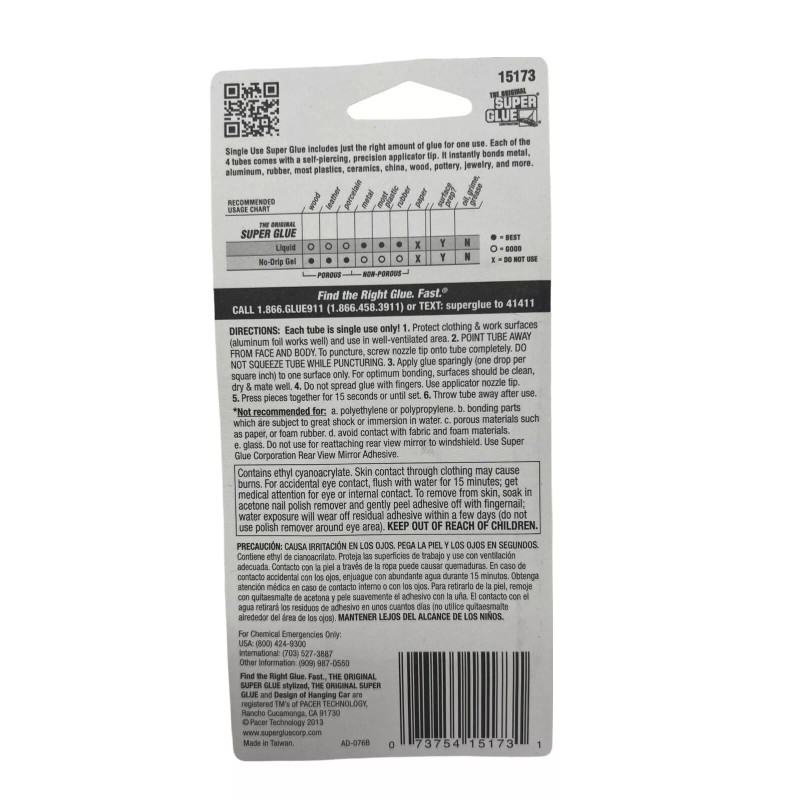 Super Glue The Original Super Glue Single Use Mini Tubes