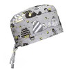 Scrub Cap Hat Unisex Animal Print Uniform Cat (Gray)