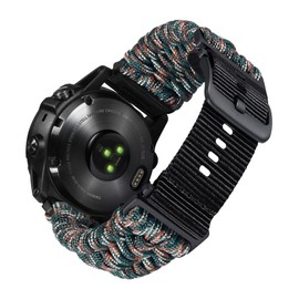 BINLUN Compatible with Garmin Watch Band 20mm 22mm 26mm, Heavy-Duty Braided 550 Paracord Nylon Sport Replacement Strap Design for Quickfit Fenix/Fit for Forerunner/for Instinct/for Quatix/for MARQ