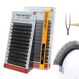 NAGARAKU 2D UU Eyelashes, Double Tips, Parallel U-Shape Volume Fans, Lightweight, Fine, Natural, Fluffy, Flexible, Compact, Flowered, Single, Visible Eyelash Fans, UU Lash Cluster, Matte Black (0.07 C