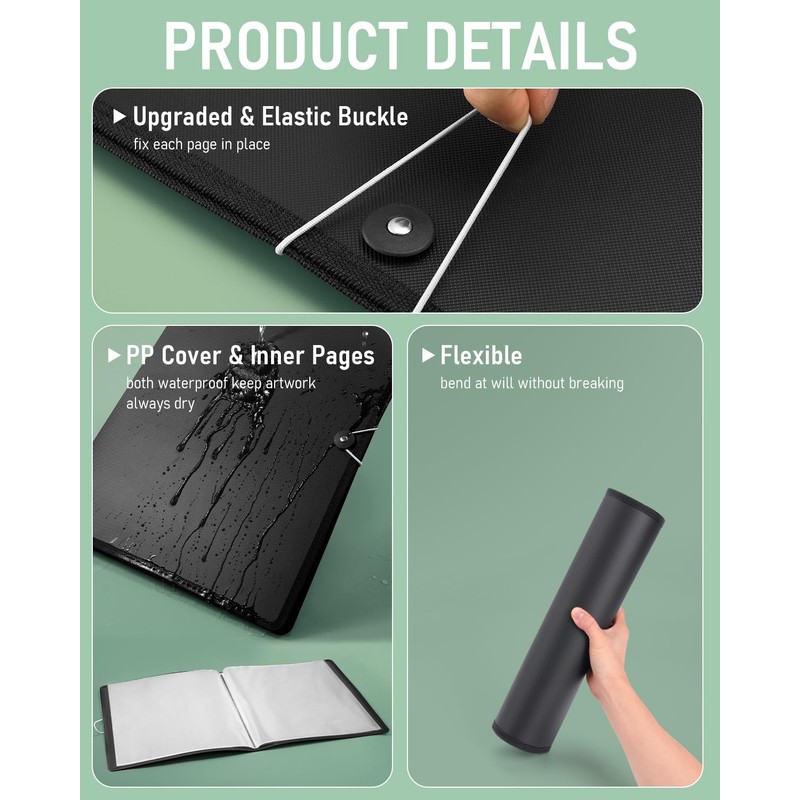Nicpro 11x14 Art Portfolio Folder, 30 Pockets Display 60 Pages