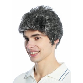 WIG ME UP - DW1333A-44 Wig Men Women unisex quiff short slightly waved dense dark grey mix