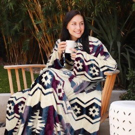 Catalonia Wearable Blanket with Sleeves and Pocket, Soft Comfy Fleece Snuggy Wrap Throws Blanket Robe for Women and Men