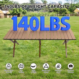 ZEMBSOYA Camping Table High Load Bearing Metal Folding Portable Picnic Table for Outdoor BBQ Beach