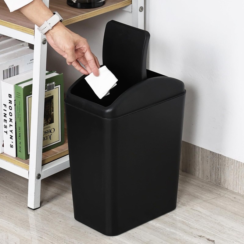 Innouse 16 L/4 Gallon Black Plastic Garbage Bin, Slim Trash