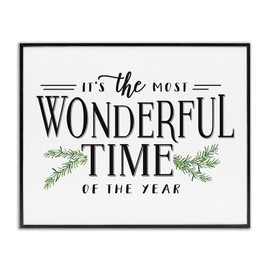 Stupell Industries Most Wonderful Time Christmas Holiday Word Design Framed, 16x20, Multicolor