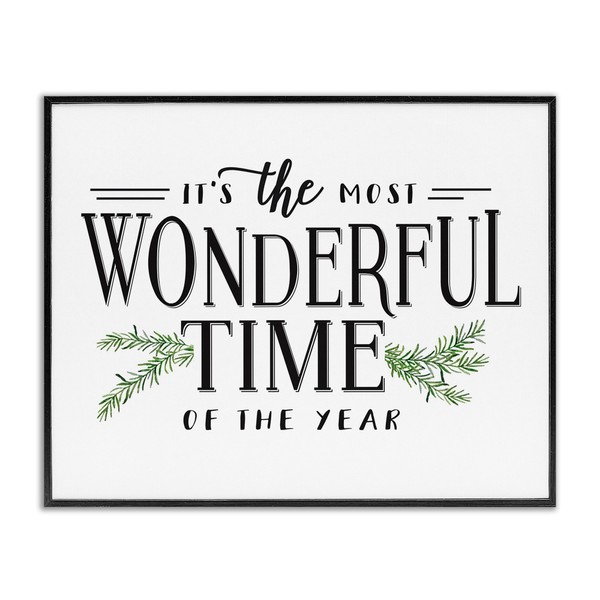 Stupell Industries Most Wonderful Time Christmas Holiday Word Design Framed,