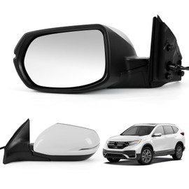 Left Driver Side Door Mirror Assembly Replace for 2017-2022 Honda CRV, with Power Glass Adjustment, Heated Mirror Glass, Turn Signal, Blind Spot Detection, 9 Pins, OE Part: 76251T1WA01ZF
