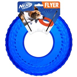 Nerf Dog 10in Enhanced Translucent TPR Tire Flyer - Blue,Medium Breeds