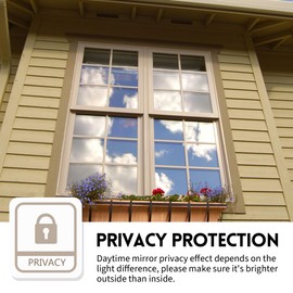 KESPEN Window Film One Way Daytime Privacy Static Cling Sun Blocking Anti UV Reflective Window Tint for Home and Office, Black-Silver, 23.6 Inch X 6.5 Feet