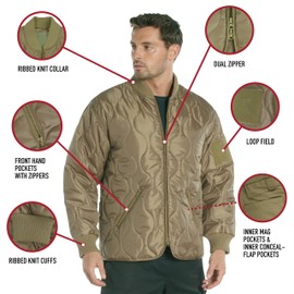 Rothco Conceal-Ops Quilted Woobie Jacket – Cold Weather EDC Jacket with Secure Hidden Inner Pockets - Olive Drab - M